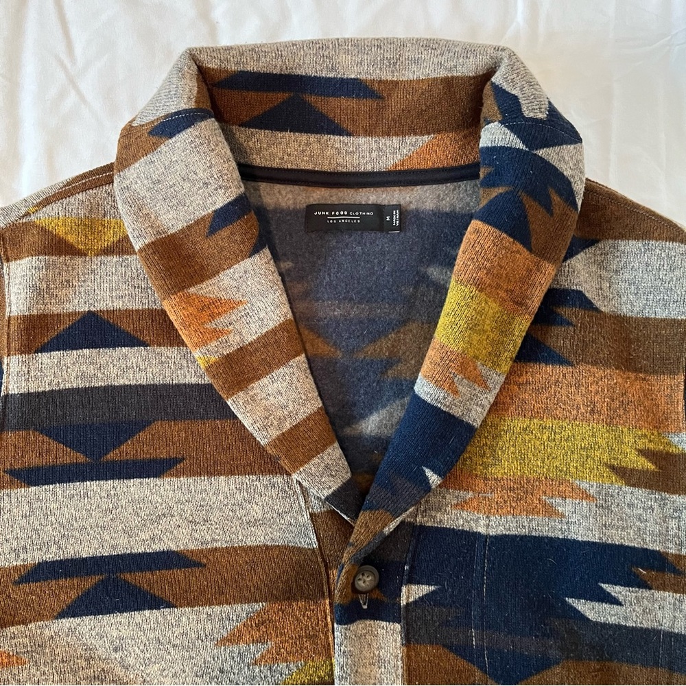 Junk Food Shawl Collar Cardigan - Aztec Southwestern